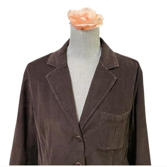 Talbots Chocolate Brown Corduroy Stretch Blazer Sz 14 Excellent Condition - Picture 6 of 11